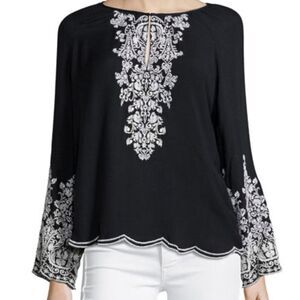 Love Sam black boho‎ embroidered blouse
